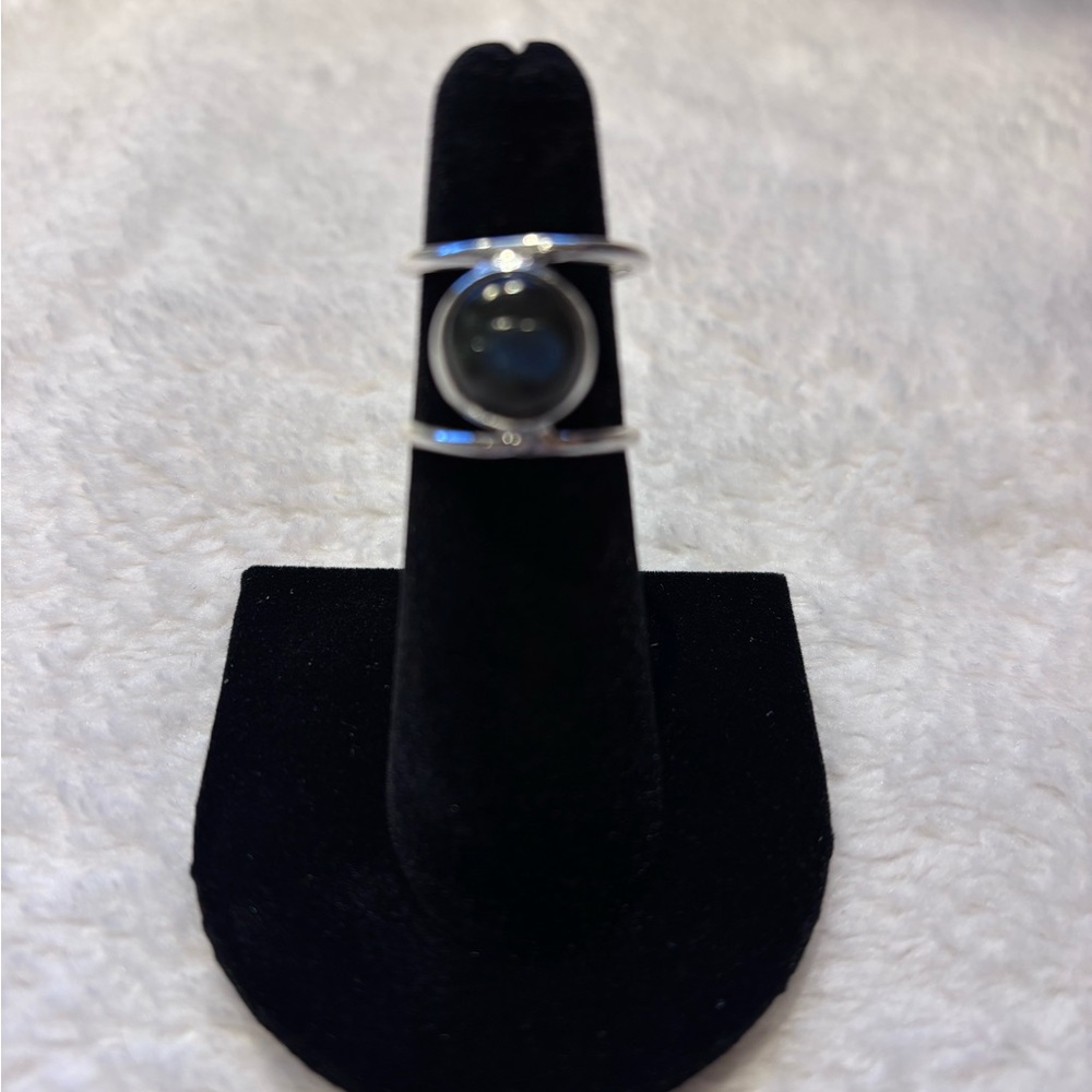 Blue Labradorite Ring Sterling Band 5 1/2
